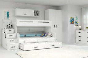 MAX 3 - Poschodová posteľ (rozšírená) s prístelkou - 200x120cm - Biely - Biely