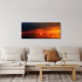 Obraz západu slnka s plachetnicou (120x50 cm)