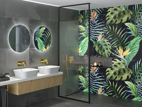 Besco Sprchový kút Walk-In ICON BLACK 100 (110x 120), výška 200 cm - bez vaničky BESCO-Rozmery: šírka: 100