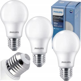 3x LED žiarovka E27 8W 806lm 100lm/w 4000k