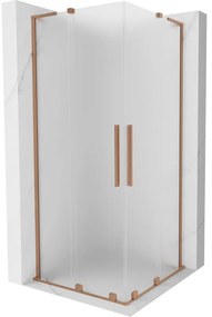Mexen Velar L Duo, sprchový kút s posuvnými dverami 100 x 100 cm, 8mm sklo námraza, medená matná, 871-100-100-02-33-65