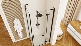 Rea Hugo, sprchová kabína 80(dvere)x80(stena)x200,5 cm, čierna matná, KPL-45220