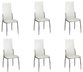 Jedálenské stoličky 6 ks, biele, umelá koža 160258