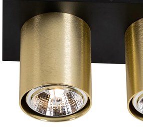 Moderné stropné bodové svietidlo čierne so zlatým 2-svetlom - Tubo