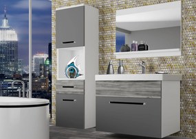 Kúpeľňový nábytok Belini šedý mat  / šedý antracit Glamour Wood + umývadlo + zrkadlo  ROD M 3/0/W/SRGW/0/ZW