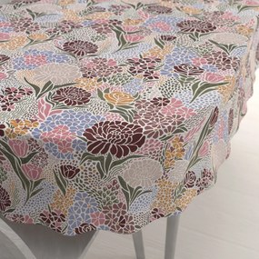 Biante Bavlnený oválny obrus Sandra SA-648 Akvarelové kvety na bielom 120x140 cm