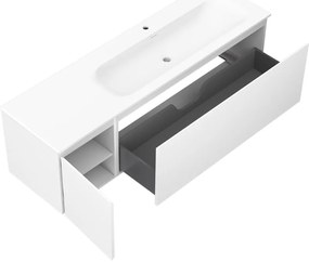 Mexen Orio, kúpeľňová skrinka 160 cm s pravým umývadlom Vela, 1S, 1D, biela matná, 91A13-16047-3-BBFF01-W23P01