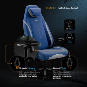 Modrá látková herná stolička Diablo X.Eye Prime Meta Ocean