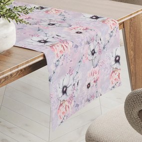 Biante Dekoračný behúň na stôl PML-068 Ružové kvety na sivofialovom 35x160 cm