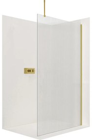 CERANO - Sprchová zástena Walk-in Onyx Top L/P - guľatá vzpera - zlatá kartáčovaná, ryhované sklo - 100x200 cm, CER-CER-8050BD1593