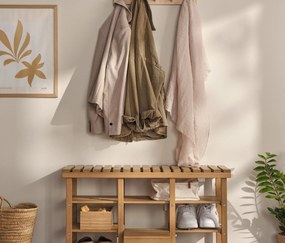 Vysoká sedacia lavica na topánky so sklápacím rebríkom