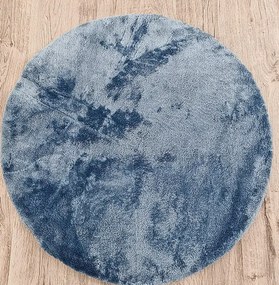 Okrúhly modrý koberec Plush Deluxe – plyšový vlas 30 mm Rozmer: 60x60 cm