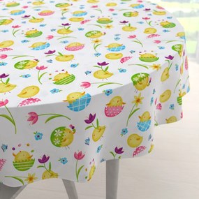 Biante Bavlnený okrúhly obrus Sandra SA-074 Žlté kuriatka Ø 110 cm