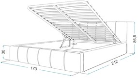Čalúnená manželská posteľ s úložným priestorom Fiona 160x200 - krémová