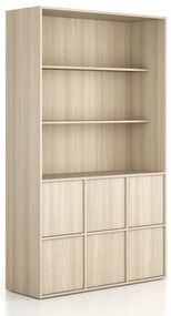 Kancelárska skriňa FRAME, 6x dvere, 2x polica, 1299 x 450 x 2162 mm, PUSH-lock, dub prírodný