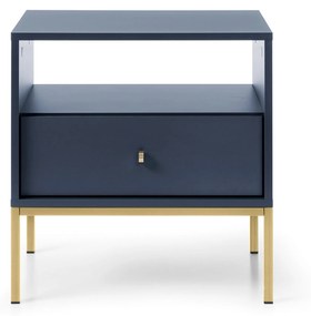 PROXIMA.store - Dizajnový nočný stolík - PIERA FARBA: modrá, FARBA NÔH: zlatá