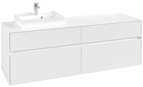 VILLEROY &amp; BOCH Collaro závesná skrinka pod umývadlo na dosku (umývadlo vľavo), 4 zásuvky, 1600 x 500 x 548 mm, White Matt, C07800MS