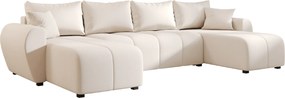 Rozkladacia obojstranná sedacia súprava do U SEVIO 311x145 cm, krémová + 2 vankúšiky ZDARMA