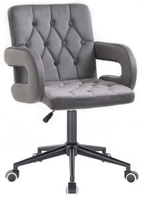 LuxuryForm DESIGN Stolička BOSTON VELUR na čiernej podstave s kolieskami - šedá