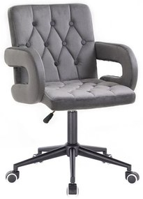 LuxuryForm DESIGN Stolička BOSTON VELUR na čiernej podstave s kolieskami - sivá