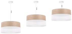 Závesné svietidlo Wood, 1x béžová dubová dýha/biele PVC tienidlo, (fi 44cm)