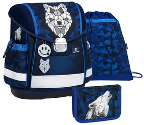Školský set BELMIL Wolf Mosaic Grey