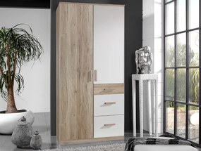 Šatníková skriňa Cariba, 90 cm, dub san remo/biela