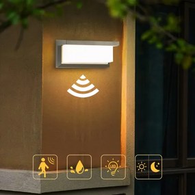 Brilagi-LED Vonkajšie nástenné svietidlo so senzorom BRICKY LED/12W/230V šedá IP54