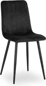 Čierna zamatová stolička LAVA ONYX s čiernymi nohami