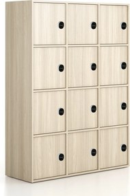 Kancelárska skriňa FRAME, 12x dvere, 1299 x 450 x 1735 mm, RFID zámok, dub prírodný