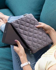 Puzdro na tablet Velvet farba produktu sivá látka lesklá, zamatová