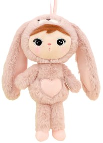 Bábika ružový zajac 30cm personalizácia: Nápis biely
