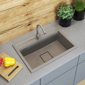 Gamma Quadro 7050, 1-komorový granitový drez 700x500x220 mm, béžová, GMA-ZLE000235