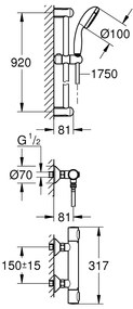 GROHE Precision Flow - Termostatická sprchová batéria so sprchovou súpravou, chróm 34842000