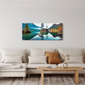 Obraz - Jazero Hintersee, Bavorské Alpy, Rakúsko (120x50 cm)