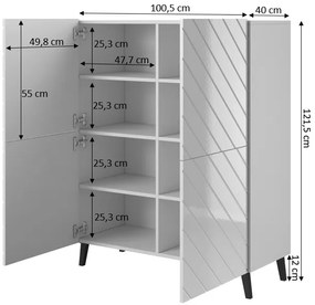 Cama Vysoká komoda Abeto - biela