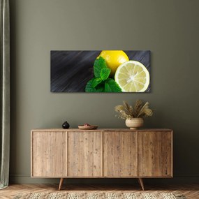 Obraz citrónov a mäty na stole (120x50 cm)
