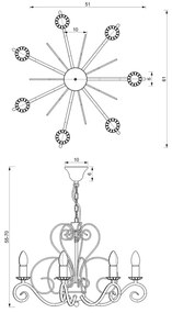 Luster na reťazi MAURO 7xE14/60W/230V