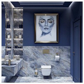 Rea Carlo Mini, závesná WC misa 49x37 cm Rimless s pomaly padajúcim toaletným sedadlom, biela-zlatý okraj, REA-C1222