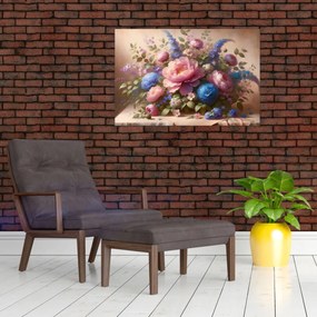Obraz - Stôl plný kvetov (90x60 cm)