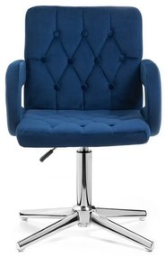 LuxuryForm DESIGN Stolička BOSTON VELUR na striebornom kríži - modrá