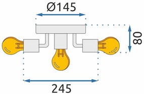 Toolight - Stropná kovová 6-ramenná lampa 6xE27 60W APP707-5C, chrómová, OSW-05206