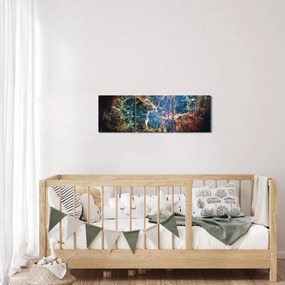 Obraz - Krabie hmlovina (s hodinami) (90x30 cm)