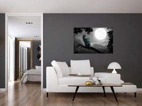 Obraz - Nočná sova, modrá (90x60 cm)