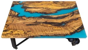 Konferenčný stôl PLANETÁRIUM zo špaltovaného buku a fluorescenčnej epoxidovej živice 96x59