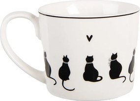 Biely hrnček s mačkami a srdiečkom Dog&Cat - 12*8*7 cm / 275 ml