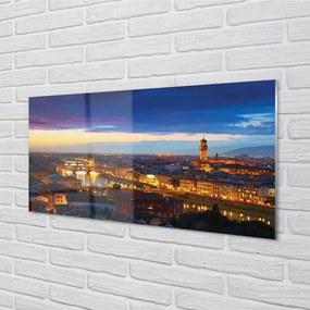 Sklenený obraz Taliansko Night panorama mostov 125x50 cm
