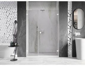 Mexen Lunar-B, L pravé otočné sprchové dvere 125 cm, 8mm číre sklo, biely profil, 832SL-125-050-20-00-P