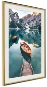 Artgeist Plagát - Boats In Dolomites [Poster] Veľkosť: 30x45, Verzia: Zlatý rám s passe-partout