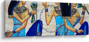 Obraz - Egyptské maľby (s hodinami) (90x30 cm)